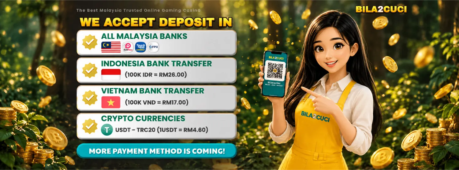 Kaedah deposit: bank Malaysia, pindahan bank dan kripto USDT